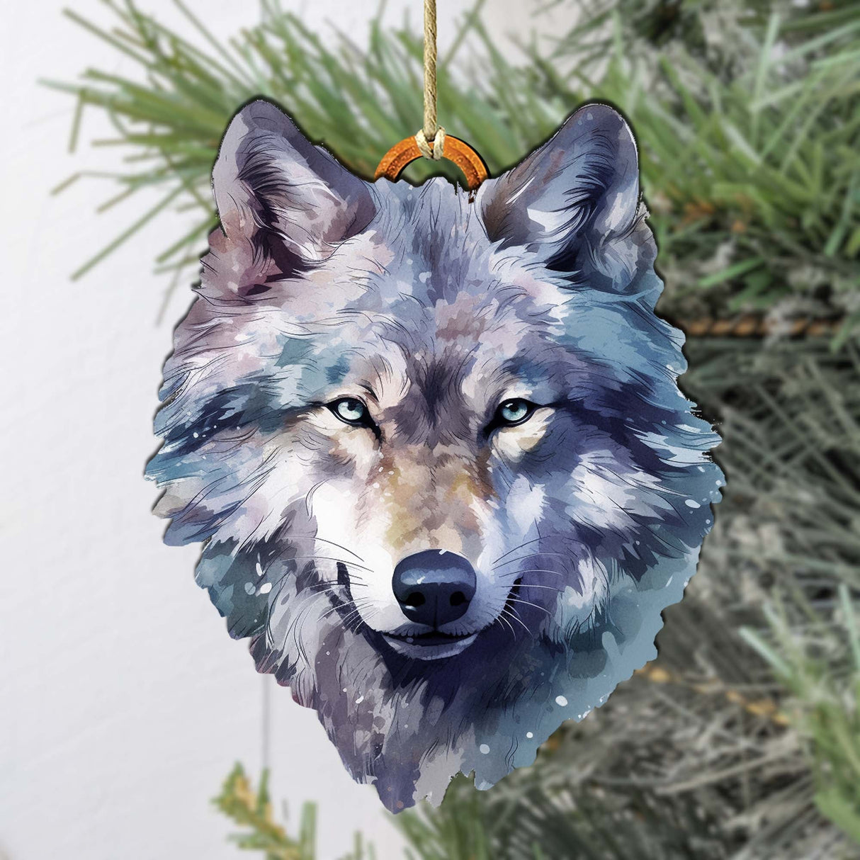 Adornos de madera con cara de lobo de Alaska de G.Debrekht - Decoración navideña con temática de vida silvestre - 8710125-1