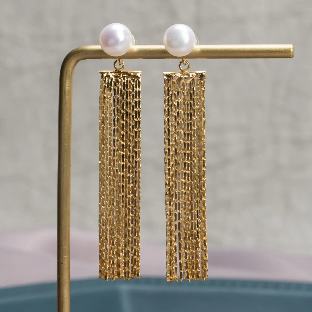 Women's Simple 14k Freshwater Pearl Geometric Tassel Earrings - Lootquake