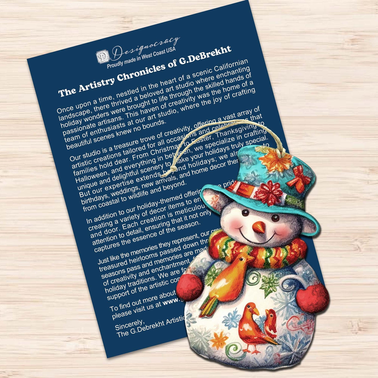 Snowman Decorative Wooden Ornaments Set of 3 by G. Debrekht - Christmas Decor - 8091023-S3