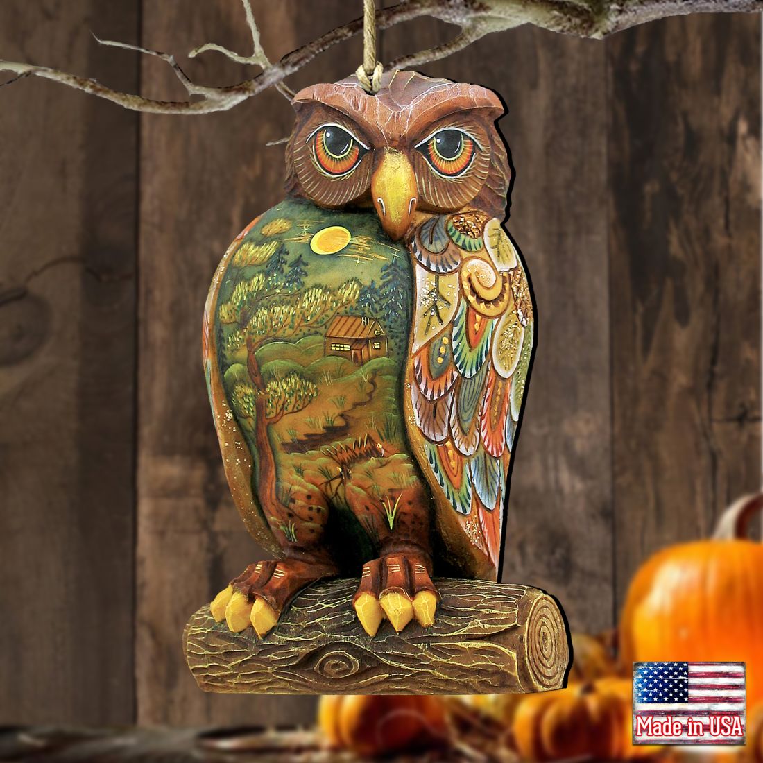 Owl Wooden Ornaments Halloween by G. DeBrekht - Thanksgiving Halloween Decor - 8158912