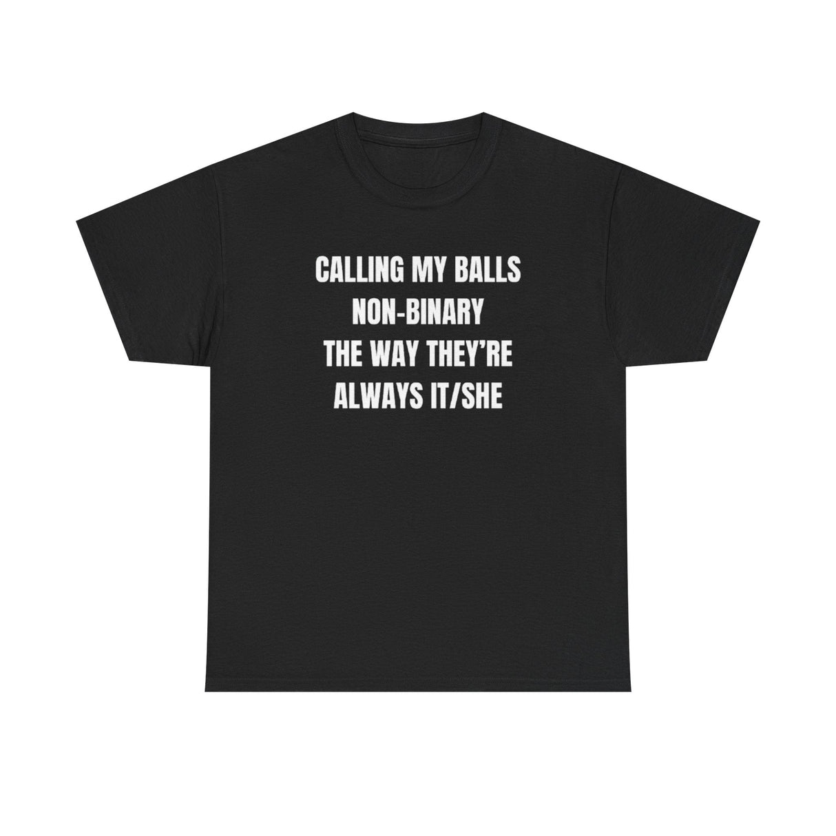 Calling my balls non-binary the way they’re always it/she Funny Shirt