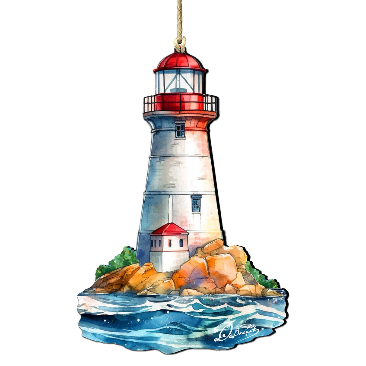 Nautical Christmas Ornaments - Lighthouse Wooden Ornaments by G.Debrekht Coastal Holiday Decor - 8688197