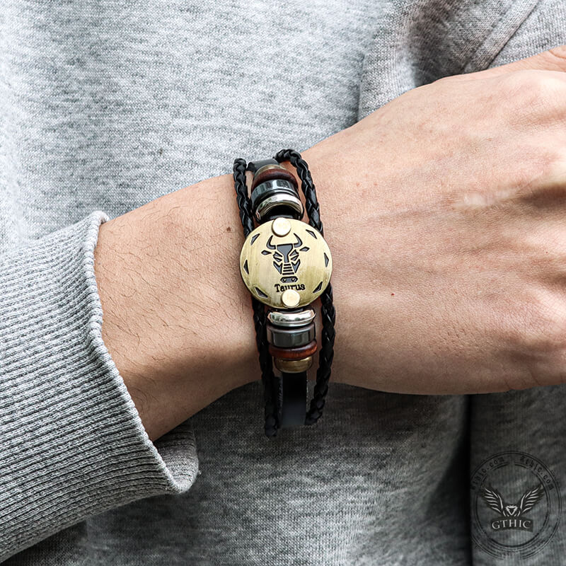 Pulsera de cuero de aleación de las 12 constelaciones