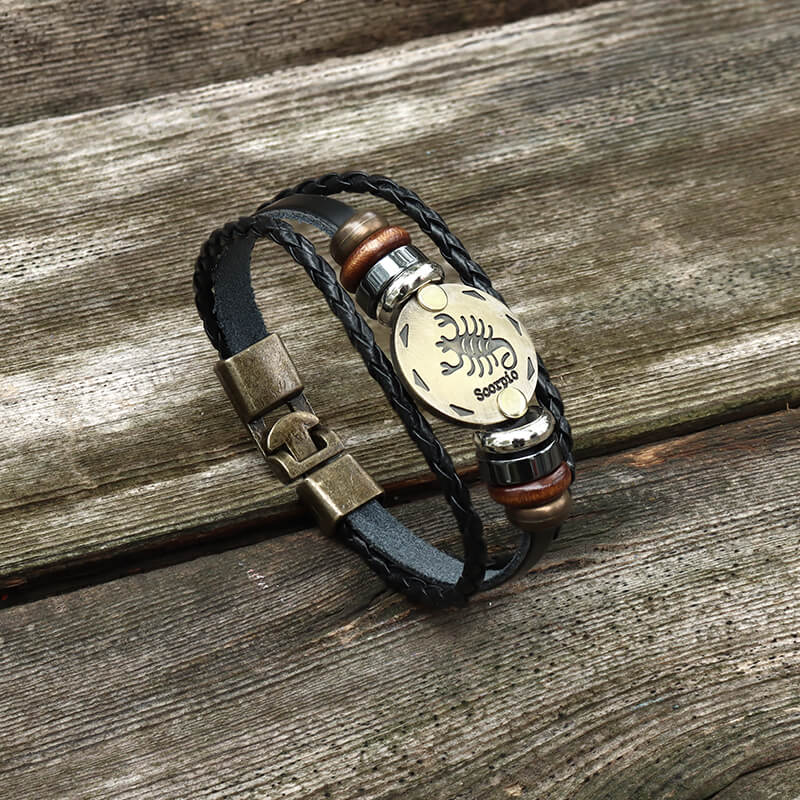 Pulsera de cuero de aleación de las 12 constelaciones