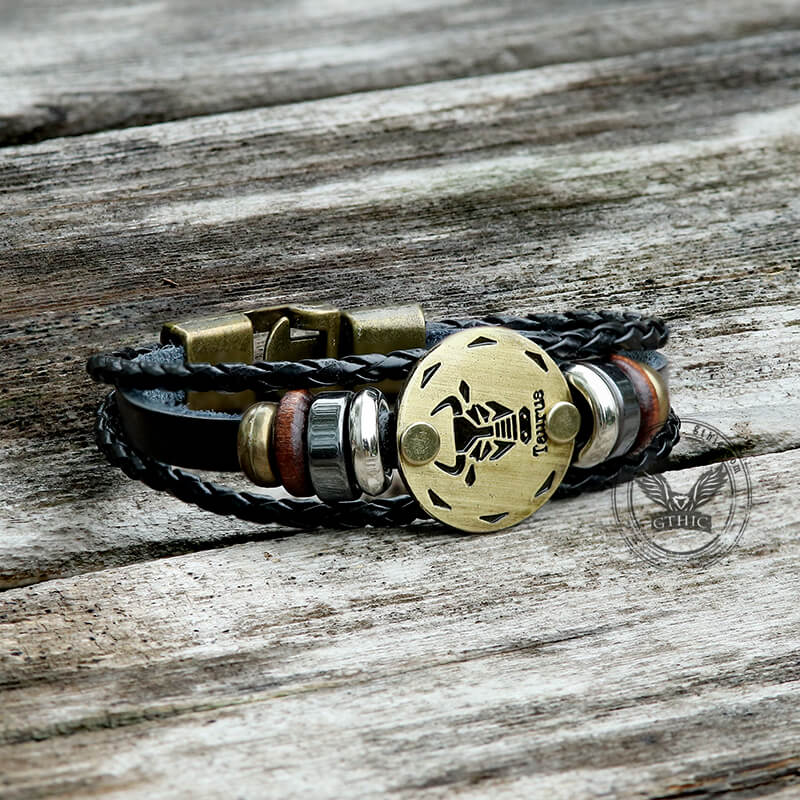 Pulsera de cuero de aleación de las 12 constelaciones