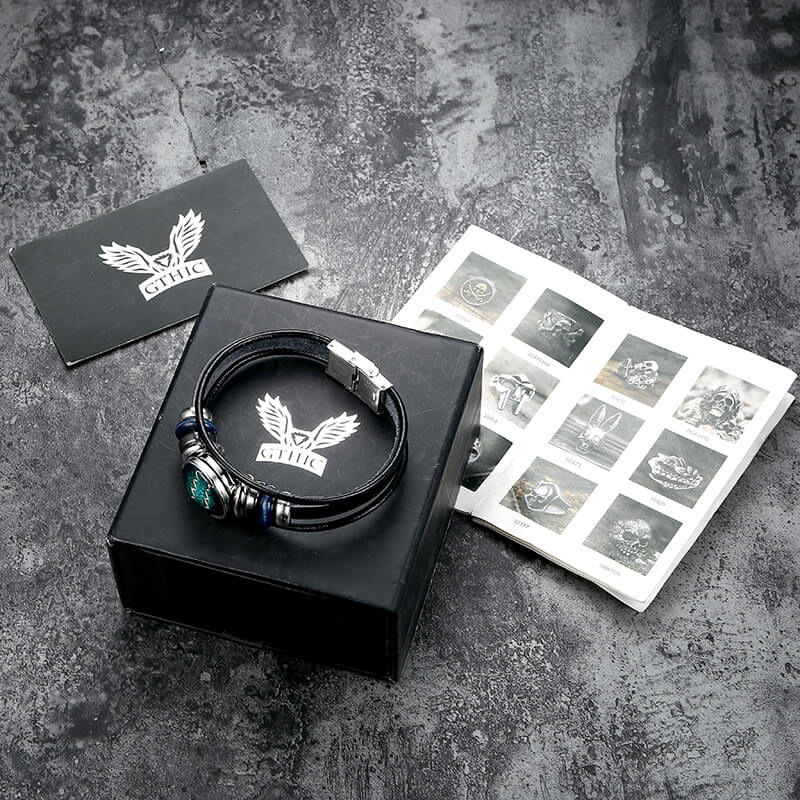 Pulsera de acero inoxidable y cuero multicapa con 12 constelaciones