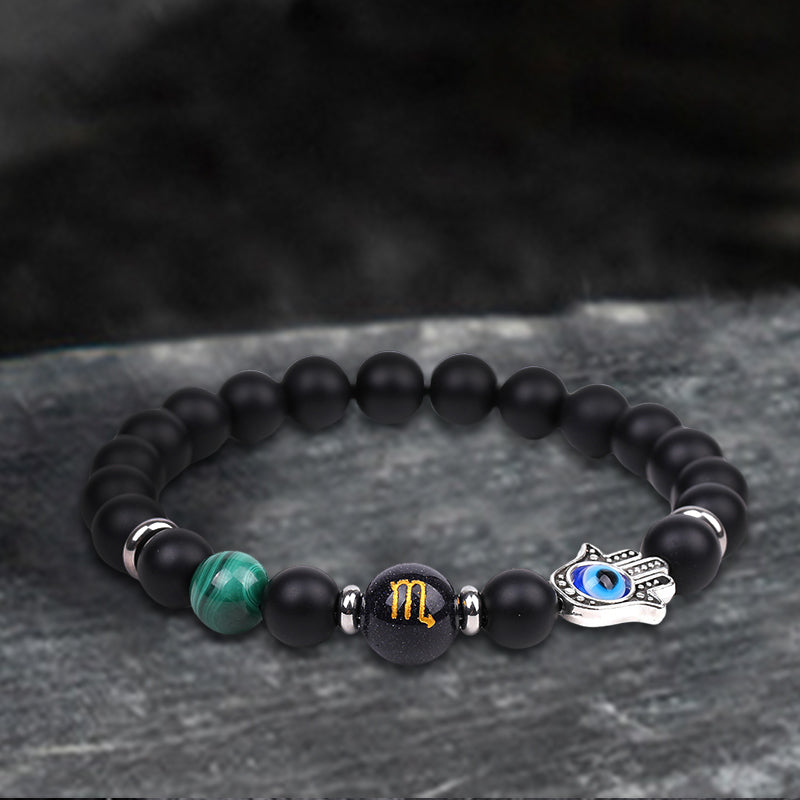 Pulsera de piedra natural de la suerte de las 12 constelaciones del zodiaco