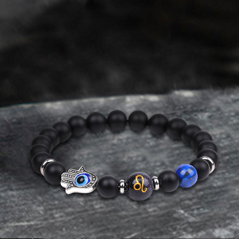 Pulsera de piedra natural de la suerte de las 12 constelaciones del zodiaco