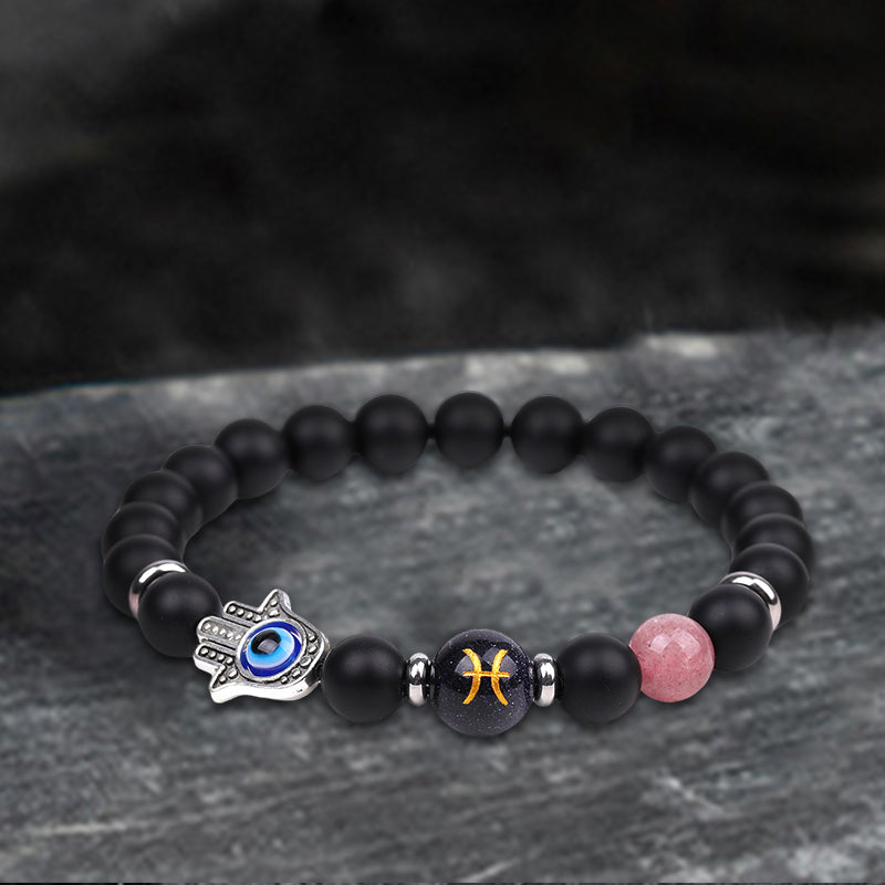 Pulsera de piedra natural de la suerte de las 12 constelaciones del zodiaco