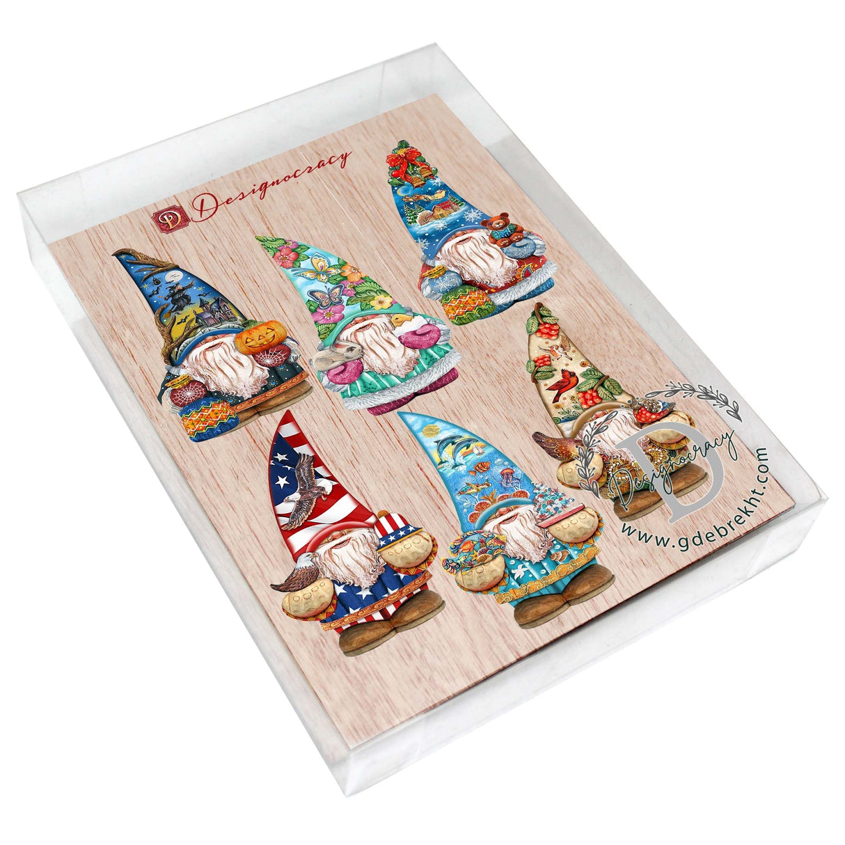Holiday Gnomes Decorative Wooden Magnets Set of 6 by G. Debrekht - Christmas Decor - 8090138G-S6