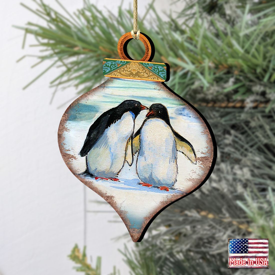 Adornos de madera con forma de pingüino de G. DeBrekht - Decoración navideña con temática de vida silvestre - 8035382
