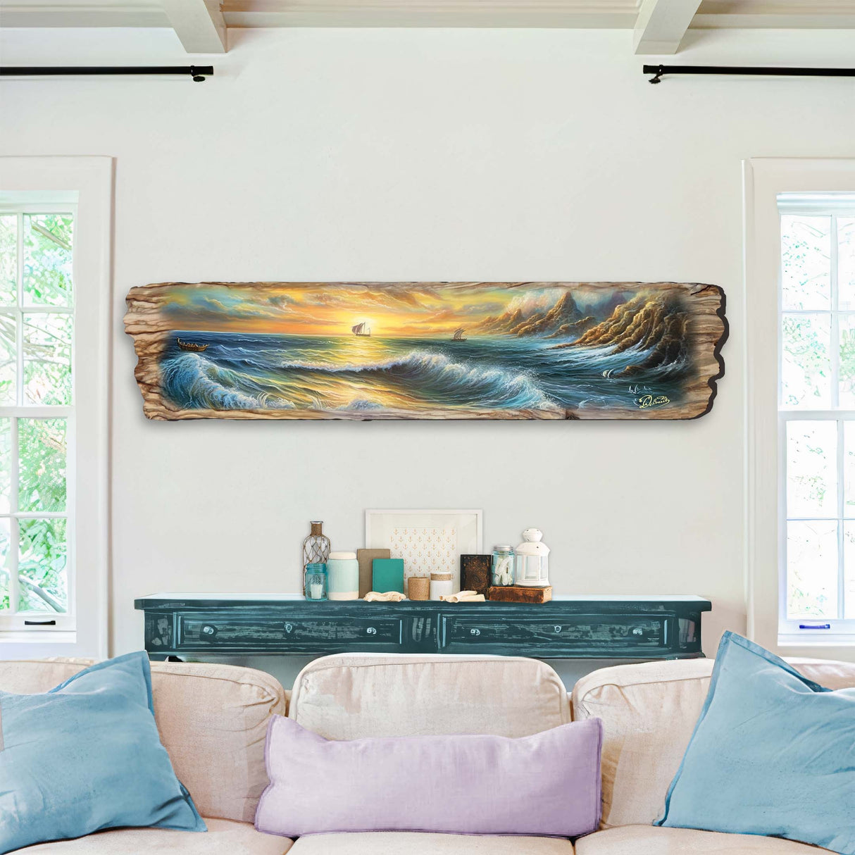 Wave Symphony Wooden Wall Art by G. DeBrekht Coastal Decor - 8491113W