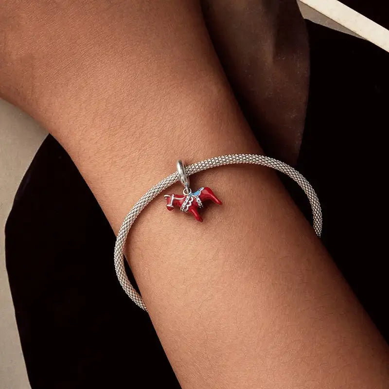 Wooden Horse Pendant S925 Sterling Silver Dripping Oil - Lootquake