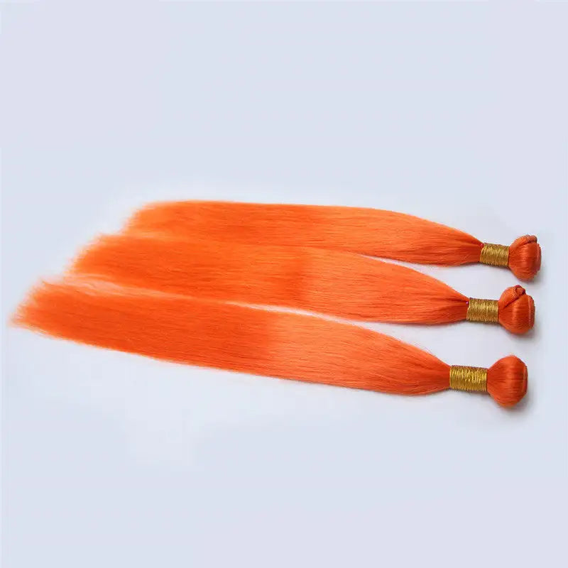 Color Human Hair Curtain Orange Hair Curtain - Lootquake