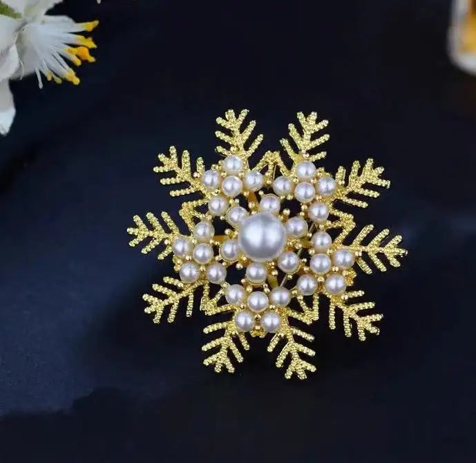 2pc New Exquisite And Elegant Pearl Snowflake Brooch - Lootquake