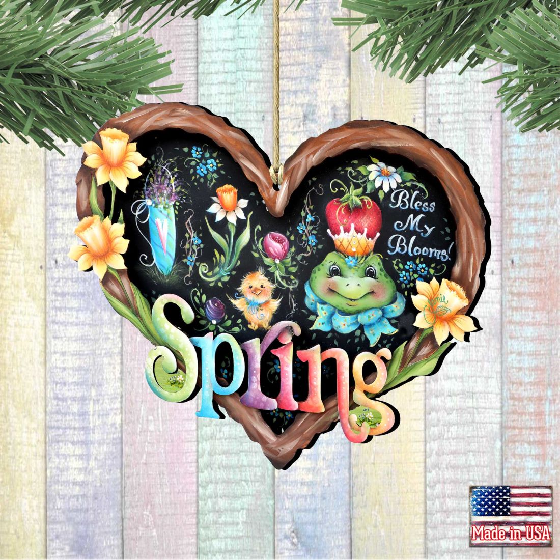 Bless my Bloomin Heart Wooden Ornaments by Jamie Mills-Price - Easter Spring Decor - 8457608