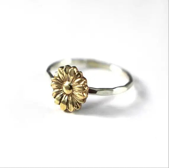 Retro SUNFLOWER Sunflower Marcasite Ring - Lootquake