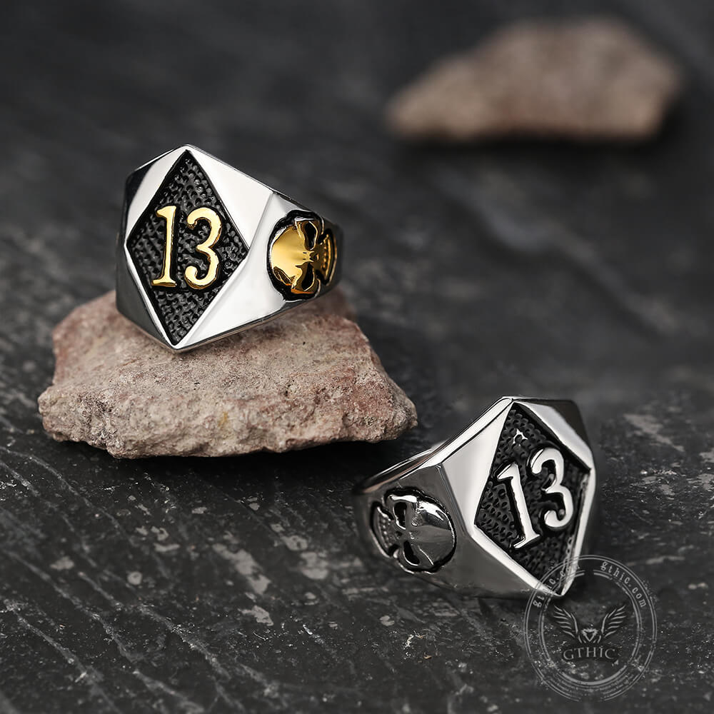13 Anillo de calavera de acero inoxidable
