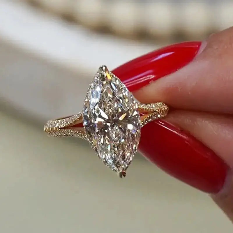 Diamond-studded Ring Women's Design Water Drop Pear Shape - Lootquake