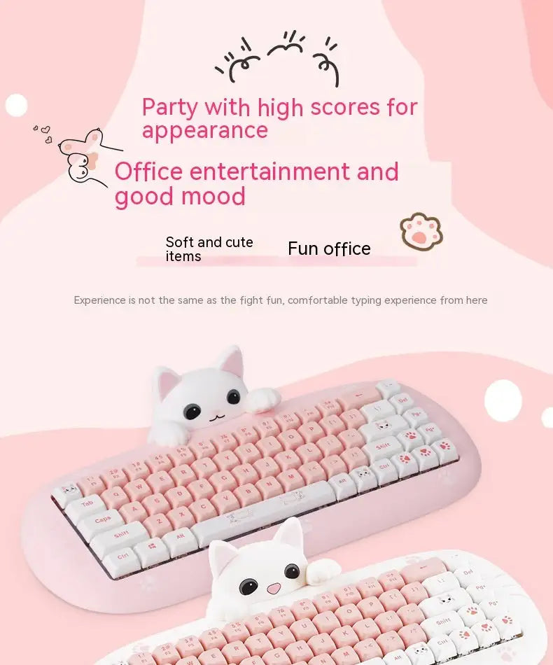 Wireless Bluetooth E-sports Games Cute Mini Office Mechanical Keyboard - Lootquake