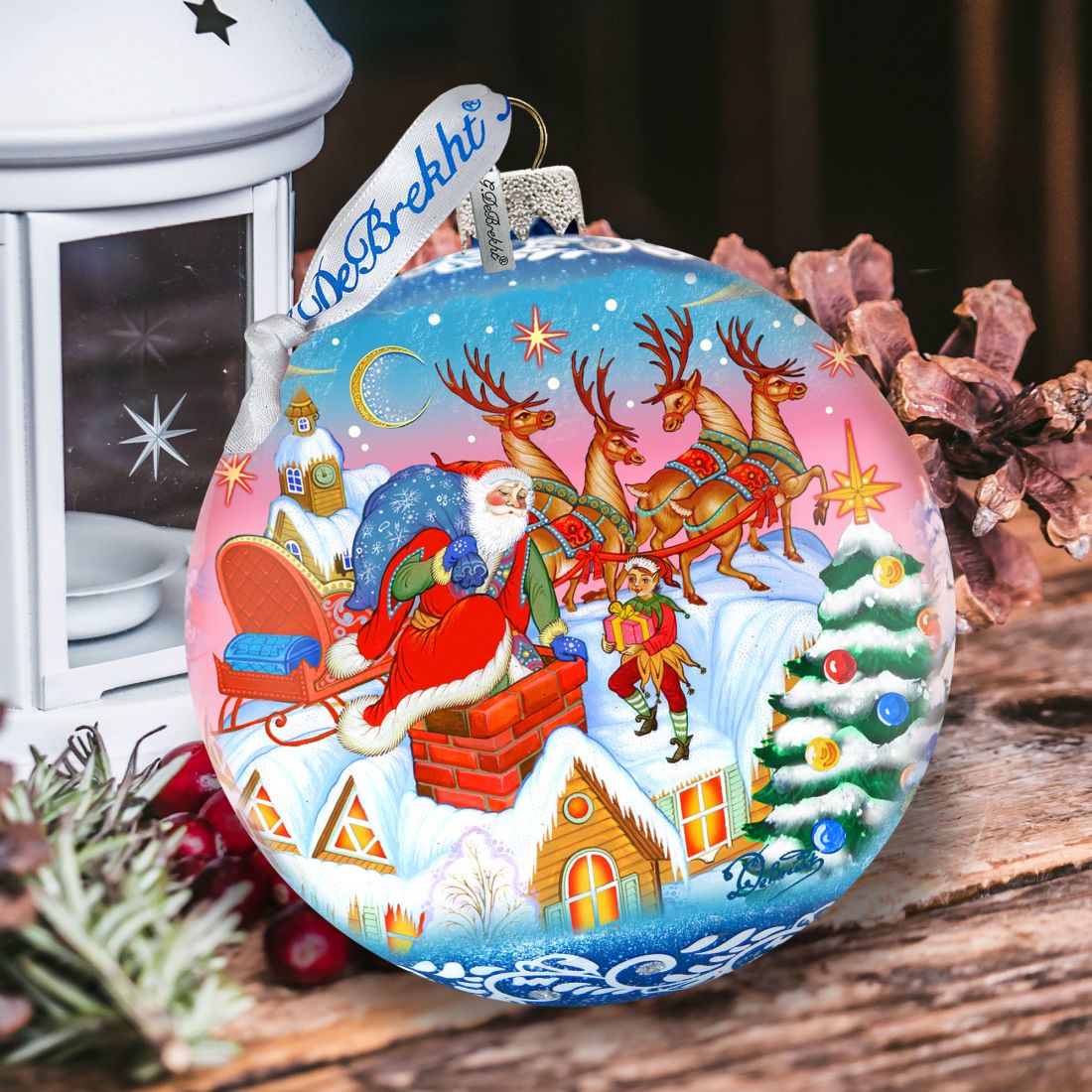 Adorno de bola de cristal con entrega especial, edición limitada, de G. DeBrekht - Decoración navideña de Papá Noel y muñeco de nieve - 73845