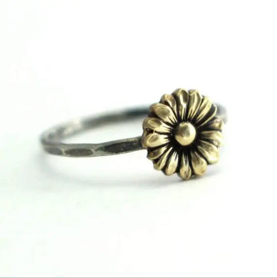 Retro SUNFLOWER Sunflower Marcasite Ring - Lootquake