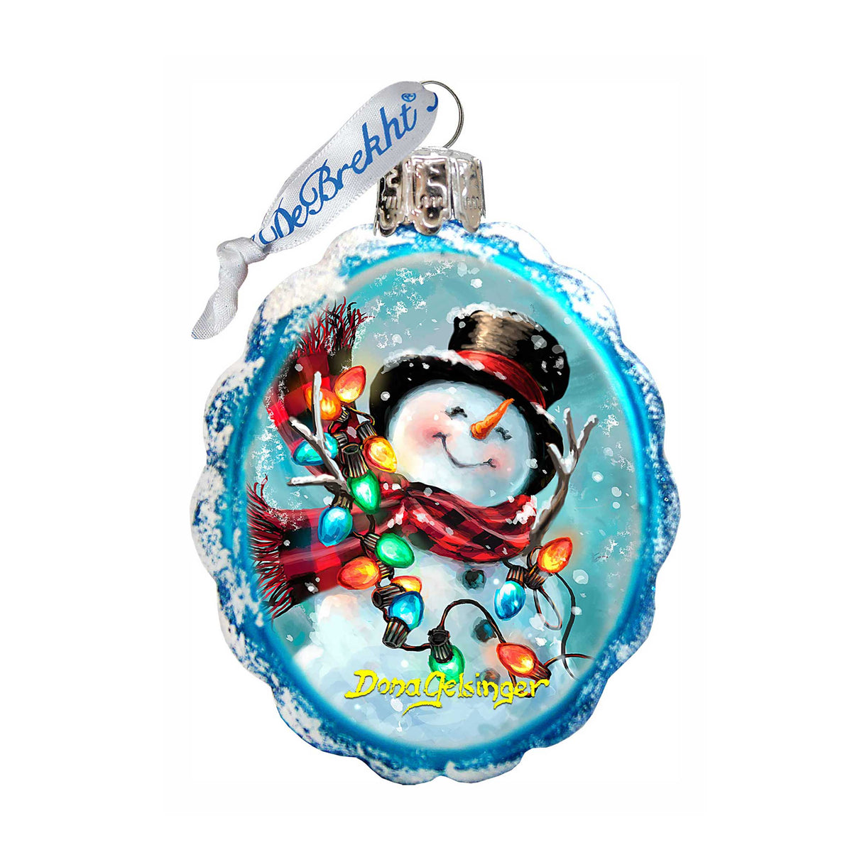 Adorno de muñeco de nieve de vidrio de mercurio de D. Gelsinger - Decoración navideña de Papá Noel - 778110-DG