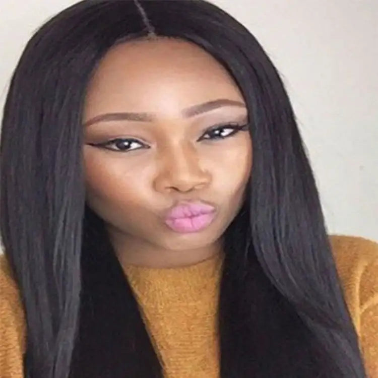 Black long straight hair wig cover - Lootquake