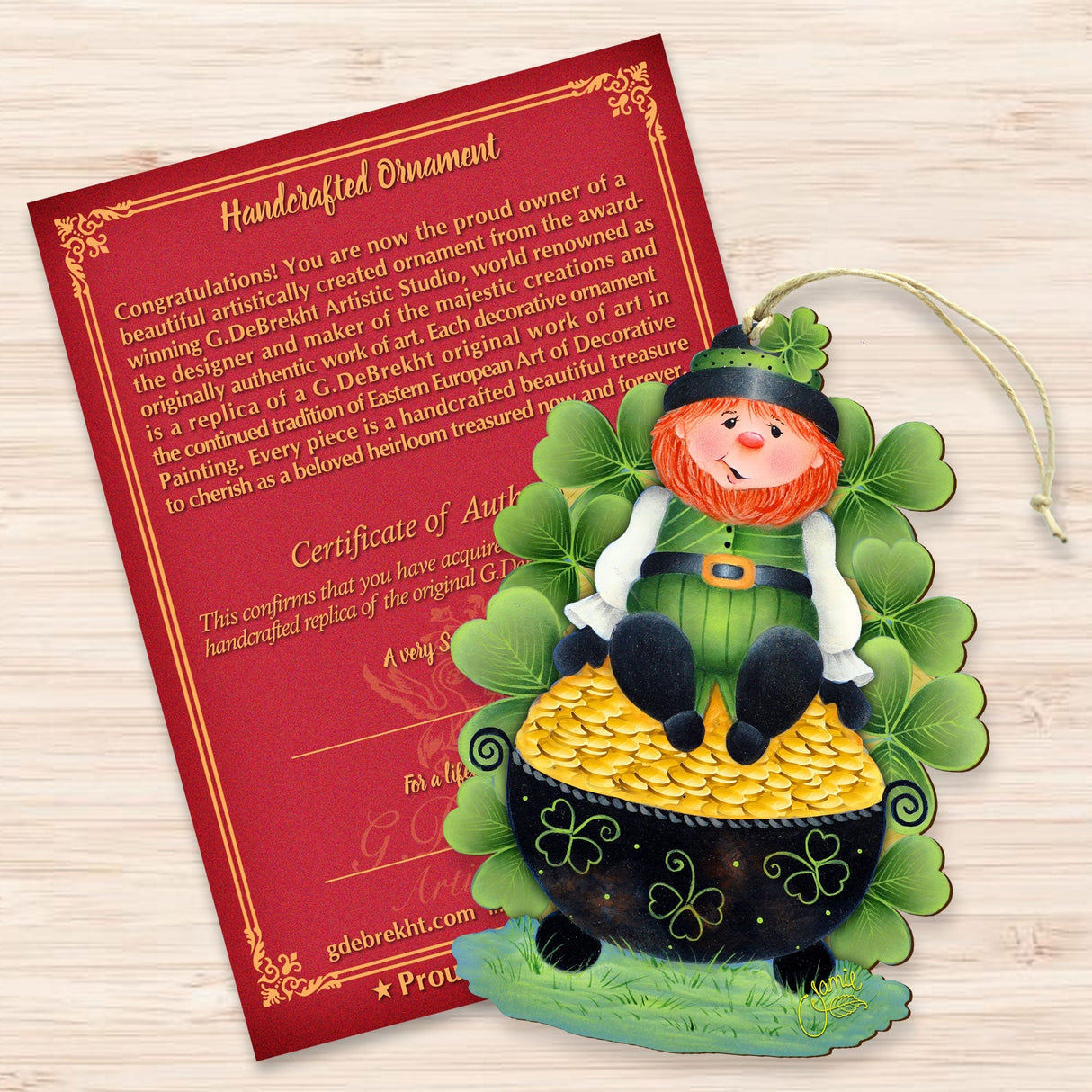 Lepricon's Pot Full of Gold Wooden Ornaments by Jamie Mills-Price - Celtic Decor - 8457707-MP