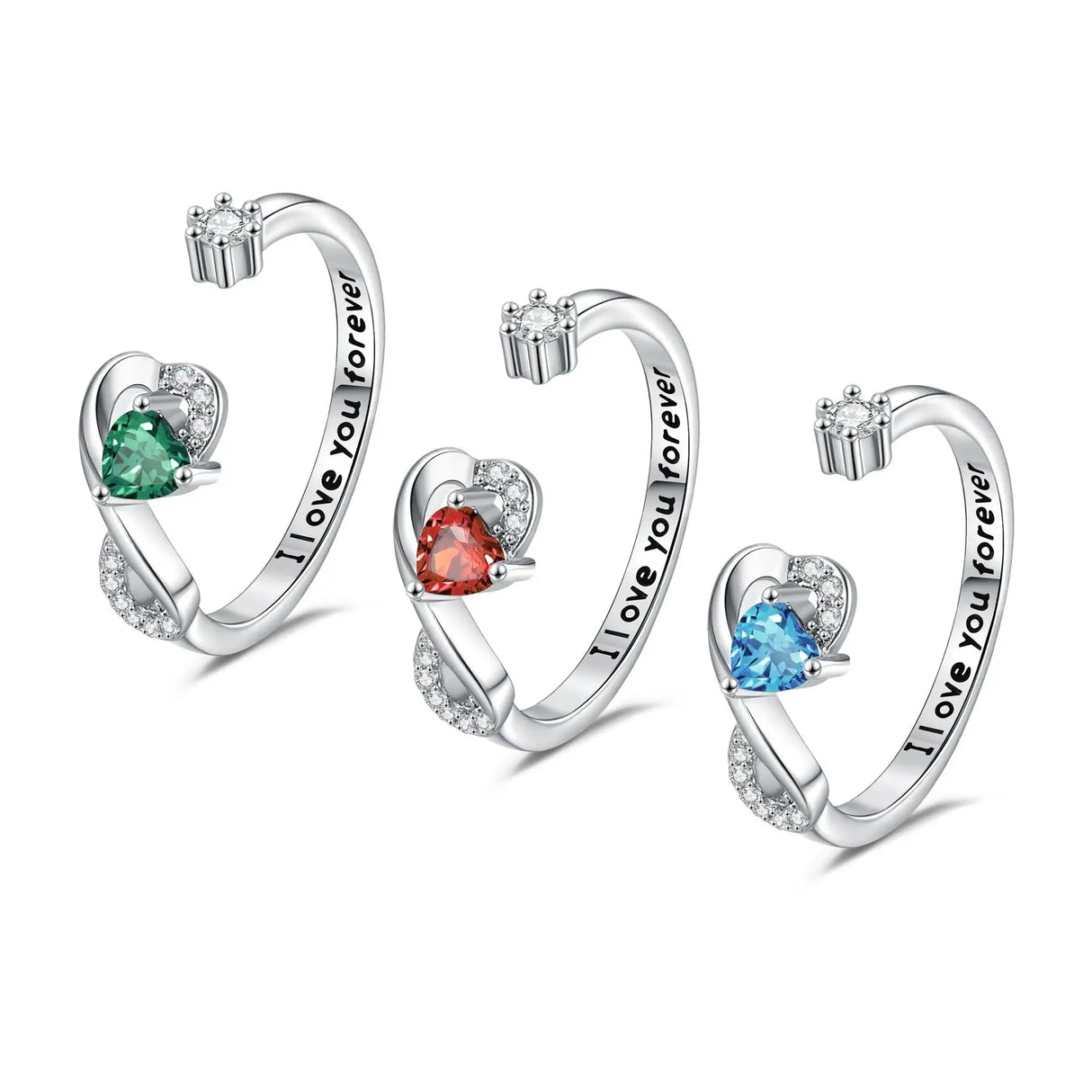 Heart-shaped Birthstone Women's Ring Fashion - Lootquake