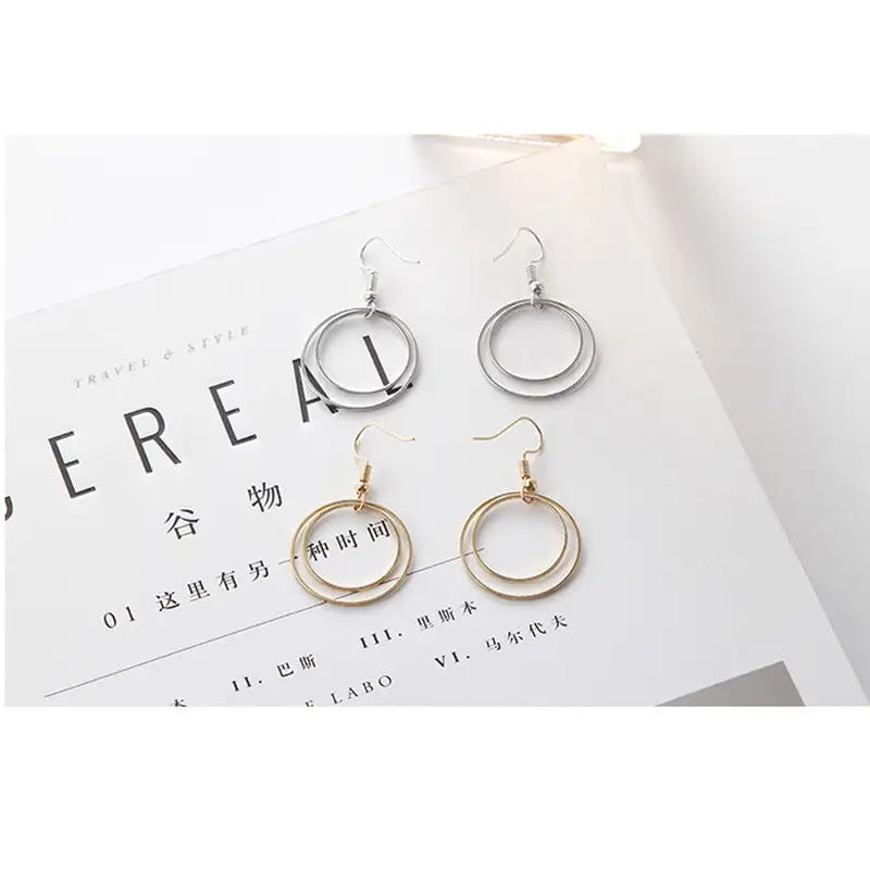 Metal Double-layer Geometric Small Circle - Lootquake