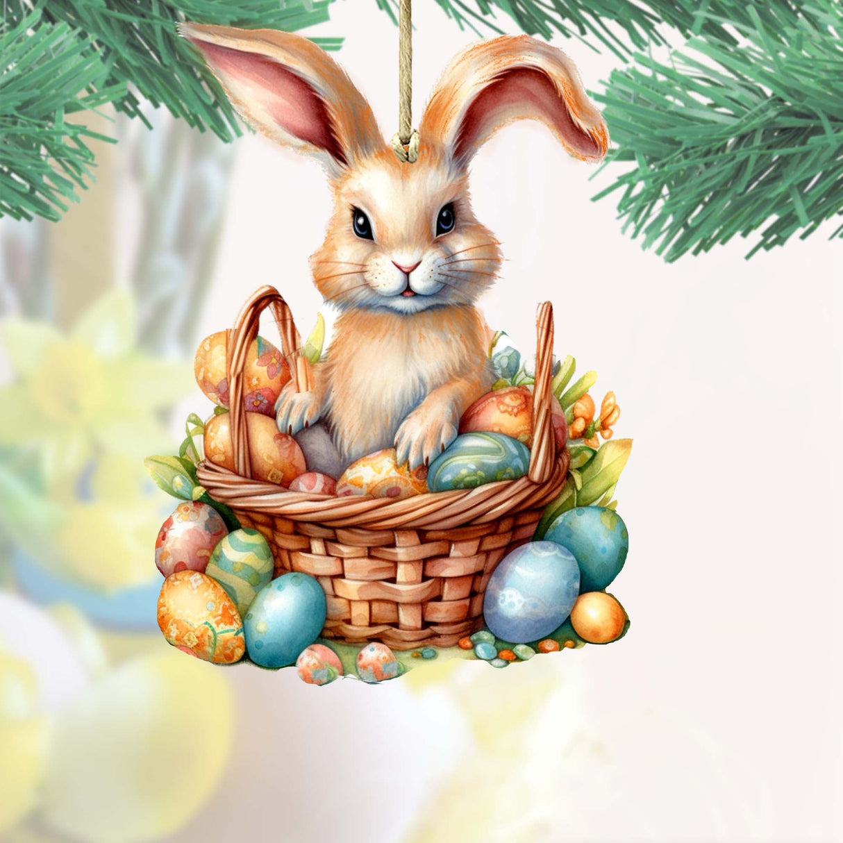 Easter Bunny Wooden Ornaments by G. DeBrekht Easter Spring Decor - 8652770