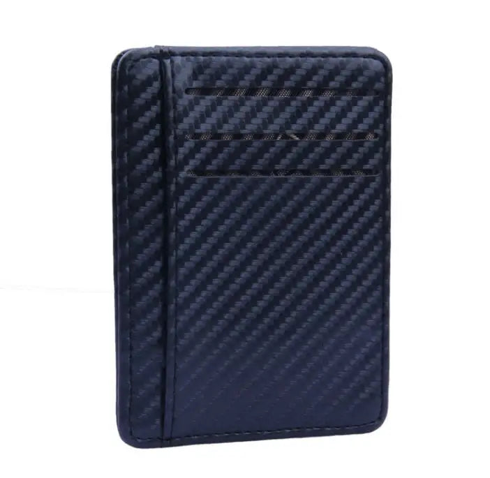 New Fashion Pu Leather Carbon Fiber Wallet Mini Slim Wallets Business Men Credit Card ID Holder with RFID Anti-chief Purse - Lootquake