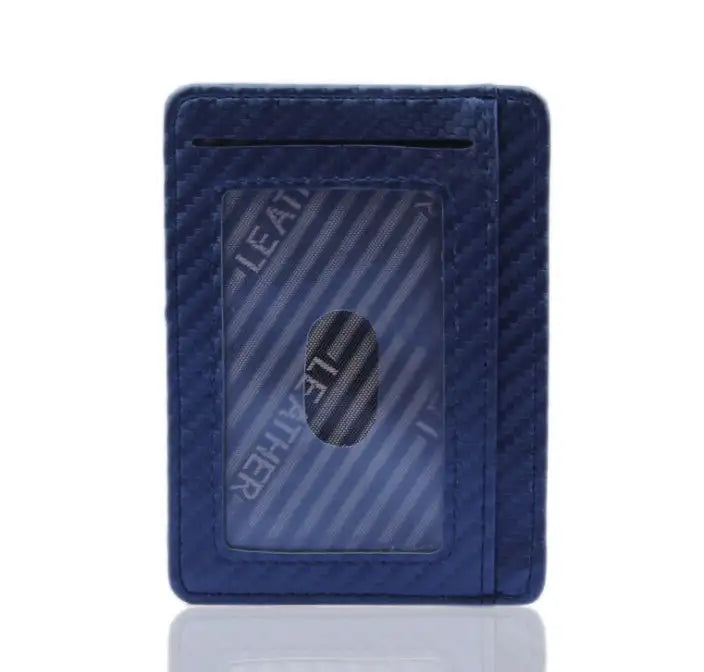 New Fashion Pu Leather Carbon Fiber Wallet Mini Slim Wallets Business Men Credit Card ID Holder with RFID Anti-chief Purse - Lootquake
