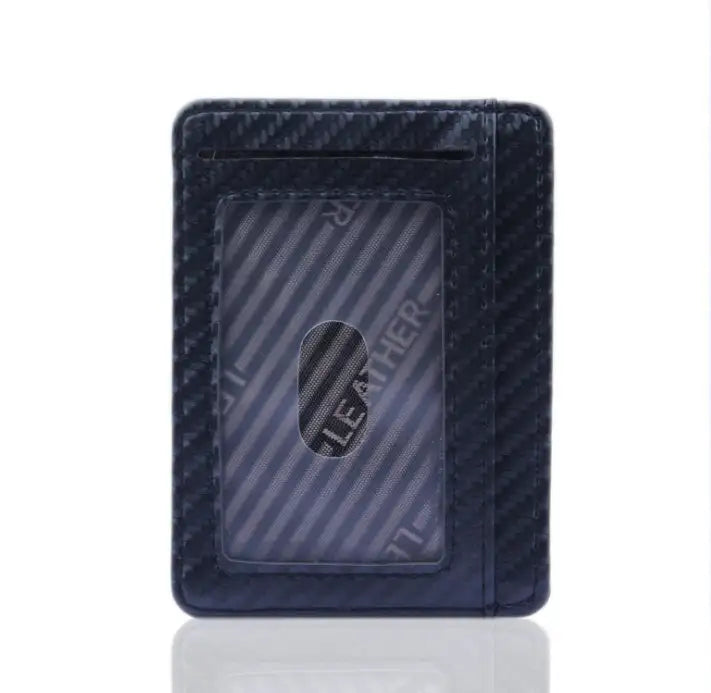 New Fashion Pu Leather Carbon Fiber Wallet Mini Slim Wallets Business Men Credit Card ID Holder with RFID Anti-chief Purse - Lootquake