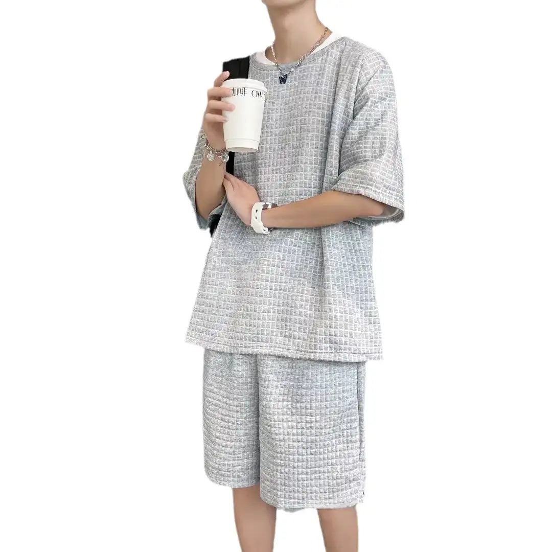 Loose Short Sleeve T-shirt Shorts Trendy Handsome Casual Two-piece Suit - Lootquake