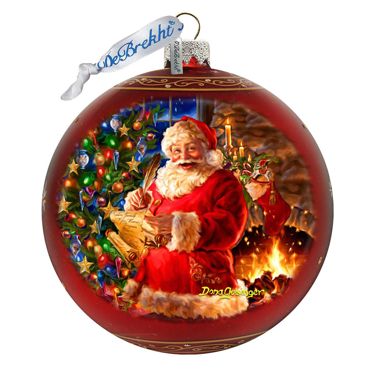 Wish List Santa Lg Glass Ornament in Red by Gelsinger - Christmas Decor - 73925R-DG