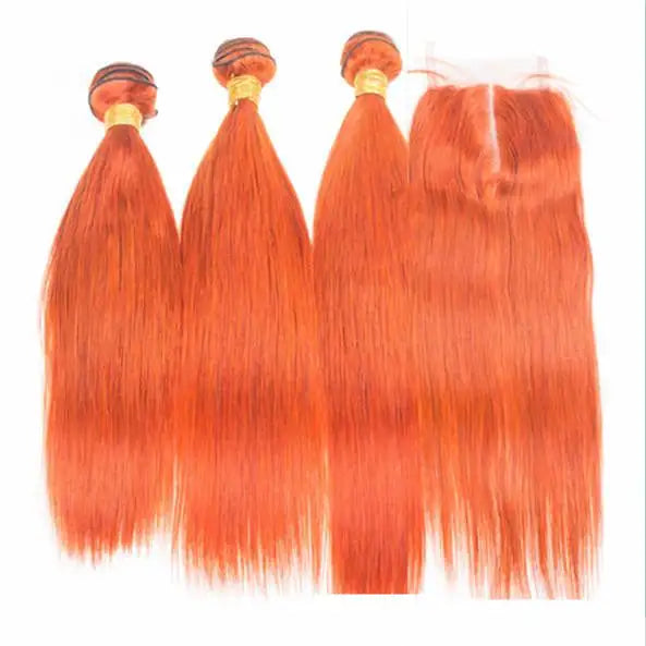 Color Human Hair Curtain Orange Hair Curtain - Lootquake