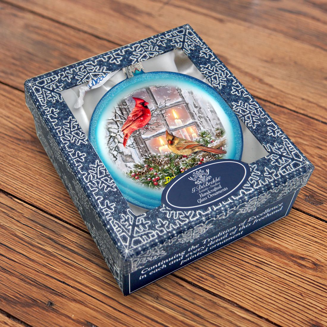 Christmas Cardinals Glass Ornament by D. Gelsinger - Christmas Decor - 71161-DG