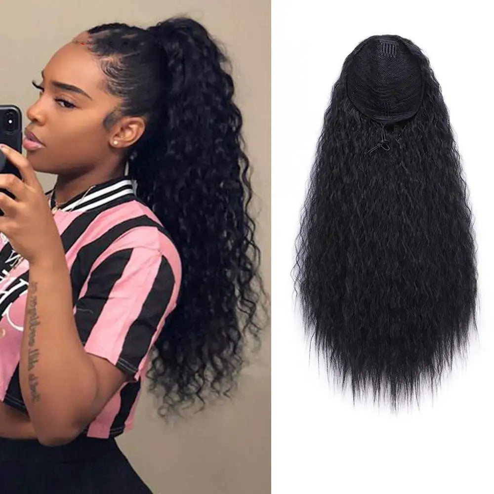 Wig Ladies Ponytail Long Curly Hair Bunch Corn Whisker Ponytail - Lootquake