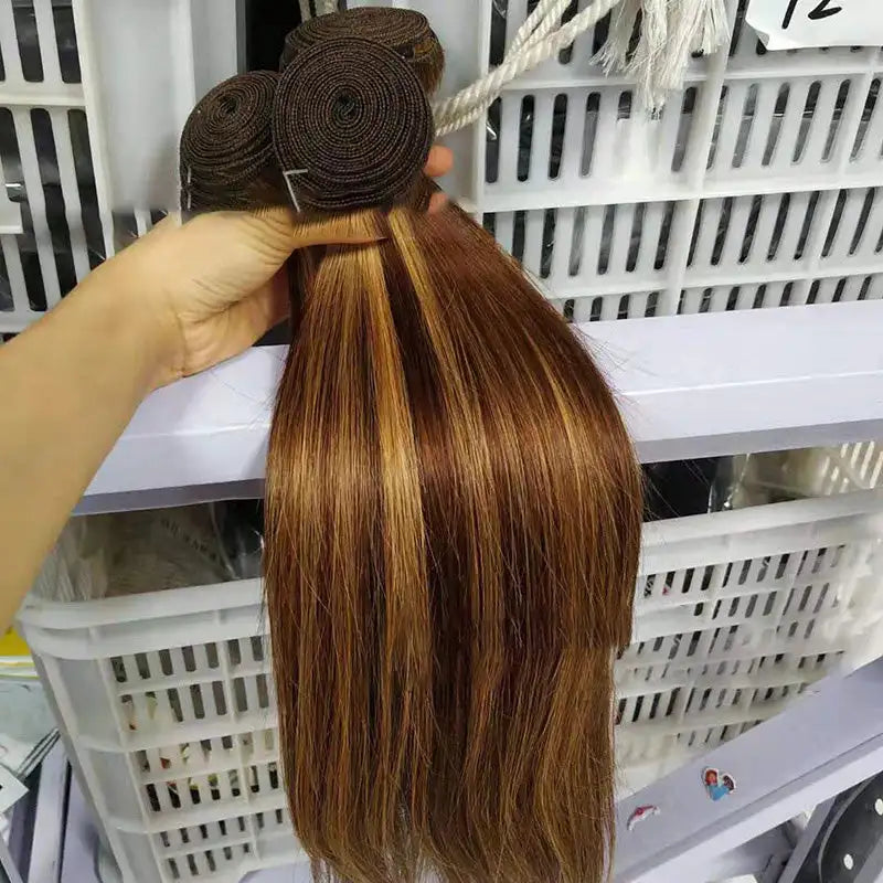 Highlight bundles with closure straight brazilian human hair - Lootquake