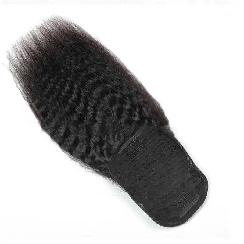 Kinky Straight Human Hair With A Ponytail In The Hair - Lootquake