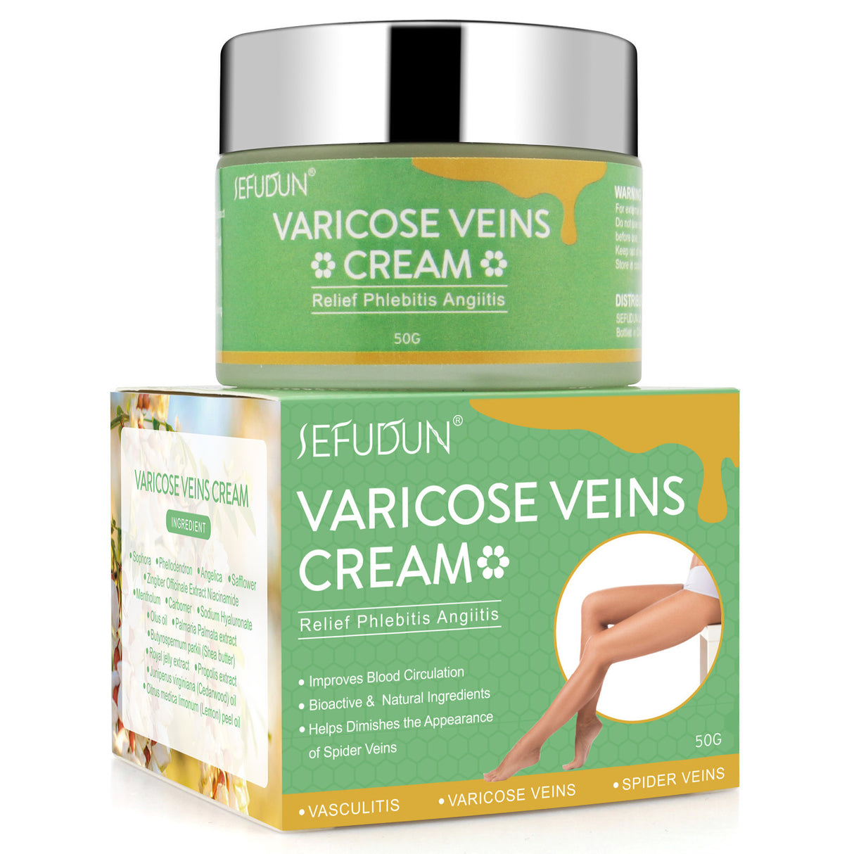 Vein Cream Red Blood Streaks Repair Earthworm Leg Bruises Bulge Relief Pain Safflower Skin care lotion Varicose Cream - Lootquake