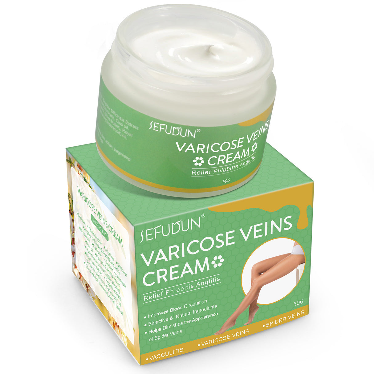 Vein Cream Red Blood Streaks Repair Earthworm Leg Bruises Bulge Relief Pain Safflower Skin care lotion Varicose Cream - Lootquake
