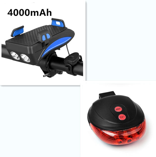 Bike Phone Holder with Charger, Bell, and Light