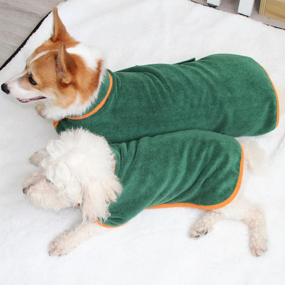 Pet Puppy Clothes Bathing Robe Neck Pet Clothes Tucked Waist Dog Shirts - Lootquake
