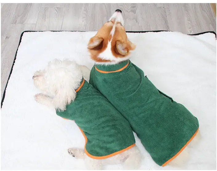 Pet Puppy Clothes Bathing Robe Neck Pet Clothes Tucked Waist Dog Shirts - Lootquake