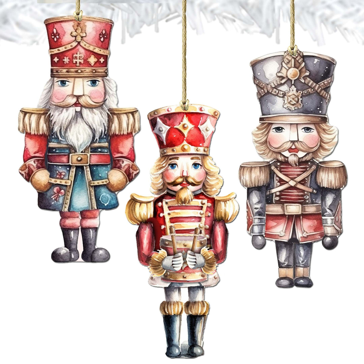 Nutcrackers Decorative Wooden Ornaments of 3 by G. Debrekht - Christmas Decor - 8091008-S3