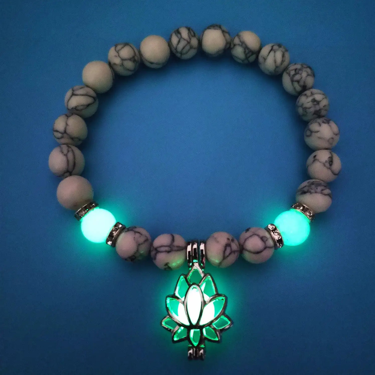 Energy Luminous Lotus Natural Stone Bracelet Yoga Healing Luminous Glow In The Dark Charm Beads Bracelet For Men Women Prayer Buddhism - Lootquake