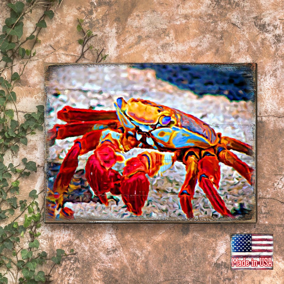 Crab Wood Wooden Coastal Wall Art by Nature Wonders - Coastal Sea-Life Decor - 95265B